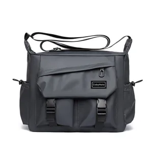 Men's large capacity waterproof messenger bag casual business travel crossbody shoulder bag.