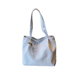 Korean style star print casual large capacity tote bag for women daily work and school use