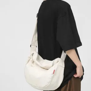 Japanese vintage canvas crossbody bag casual slouchy dumpling shoulder bag for women daily use