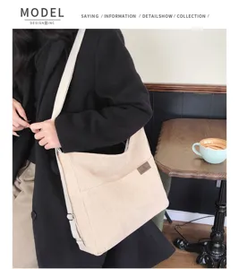 Sac cabas bandoulière en toile velours côtelé japonais grande capacité sac décontracté
