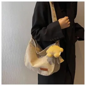 2024 New Corduroy Tote Bag Casual Large Capacity Shoulder Bag Women Autumn Winter