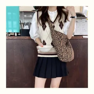 Leopard Mustertasche Umhängetasche große Kapazität lässige Canvas Tasche für Damen Alltag.