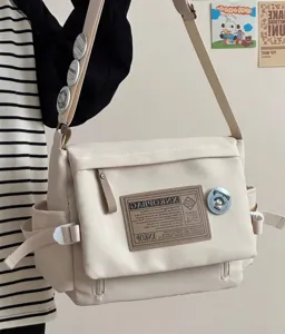 Canvas messenger bag casual large capacity crossbody commuter bag student retro shoulder bag
