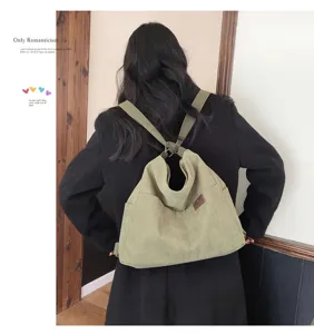 Sac a dos en toile velours cotes pour etudiants, grande capacite pour usage quotidien.