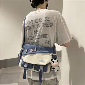 Japanese Canvas Messenger Bag Large Capacity Casual Crossbody Bag for Men and Women Main View