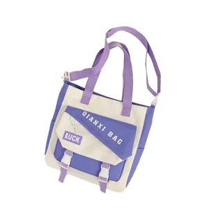 Canvas student messenger bag, large capacity stylish shoulder tote for daily use and school.