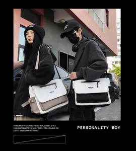 Stylish nylon messenger bag for men and women, large capacity casual crossbody shoulder bag.
