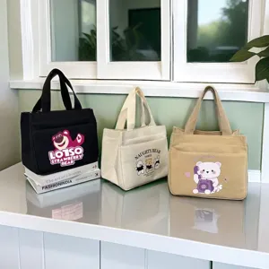 Comoda borsa shopper in tela casual da donna, borsa a mano capiente per shopping e lavoro.