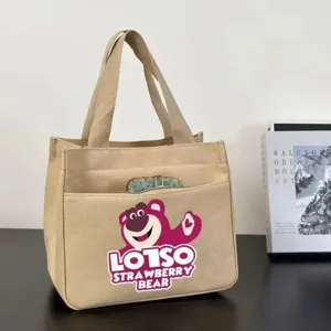 Borsa shopper in tela da donna grande capacità elegante borsa da lavoro vista dettaglio