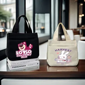 Borsa shopper in tela borsa a mano casual piccola borsa con stampa cartone animato