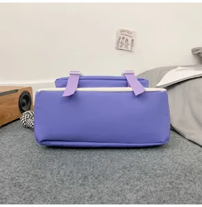 Sac à dos étudiant minimaliste japonais bicolore, cartable violet décontracté et chic.