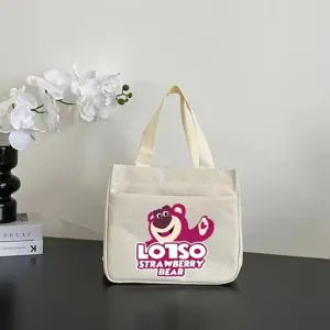 Borsa Tote in Tela Casual Grande Capacità Borsa a Tracolla Moda Versatile Borsa Commuter Stampa Cartoon Borsa a Mano per Donna