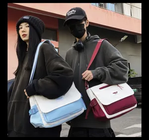 Korean style nylon messenger bag large capacity casual shoulder bag for students daily use