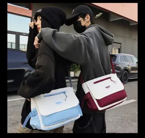 Korean style nylon messenger bag large capacity shoulder crossbody bag for daily student casual use