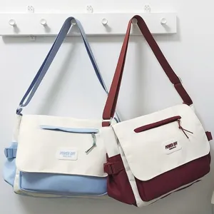 Korean style nylon messenger bag large capacity casual shoulder crossbody bag for students.