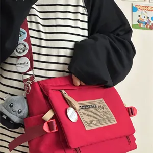 Casual Large Capacity Canvas Messenger Bag Vintage Crossbody Shoulder Bag For Women Men Student Commuter Book Bag