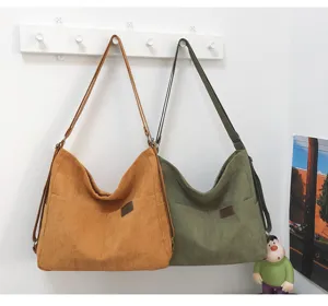 Sac a bandouliere en velours cotes grand capacite cabas decontracte pour etudiants quotidien