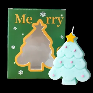 Candela profumata albero di Natale, decorazione festiva cera ornamento per regali accoglienti.