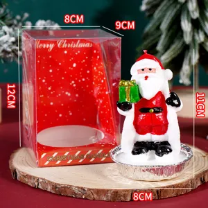 Candela Babbo Natale con confezione regalo decorazione natalizia vista dettaglio