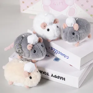 Bellissimo portachiavi peluche topo con cappello da cuoco ratto soffice borsa ciondolo