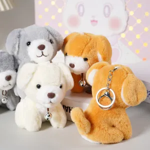 Simpatico ciondolo peluche cucciolo con campanello e portachiavi, accessorio borsa morbido.