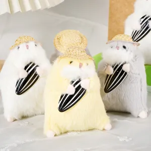 Simpatico peluche criceto con semi di melone,morbido ciondolo per borsa o chiavi.