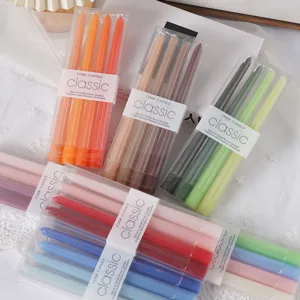 Set van 4 Spitse Kaarsen 25cm Rookvrije Gekleurde Stafkaarsen voor Huwelijksfeest