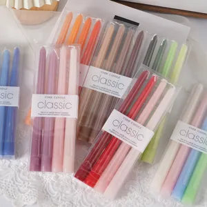 Set van 4 gekleurde staafkaarsen 25cm druipvrij rookvrij dinerkaarsen voor feest huisdecoratie