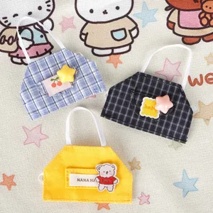 deliziosi vestiti per bambole 10cm mini bavetta a quadri accessorio per peluche