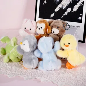 Cute plush animal keychain toy set soft cute cartoon doll pendant for girls gift