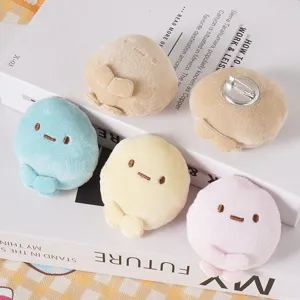 Cute cartoon plush dumpling brooch hair clip set, mini soft stuffed doll accessory multi-color