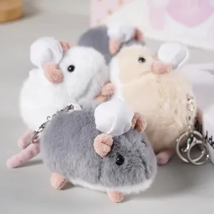 Simpatico portachiavi in peluche di topo con cappello da cuoco, ciondolo morbido per borsa e zaino.