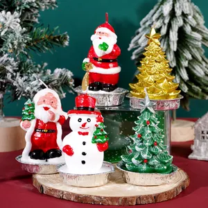 Candele Profumate di Natale Babbo Natale Pupazzo di Neve Albero di Natale Forme Cera di Paraffina Decorazioni per Tavolo Festivo Regalo di Festa