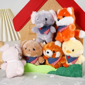 Cute animal plush pendant toy details, featuring soft stuffed doll keychains for bags.