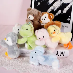 Cute animal plush keychains set, soft stuffed doll pendant for bags, lovely gift for girls kids.