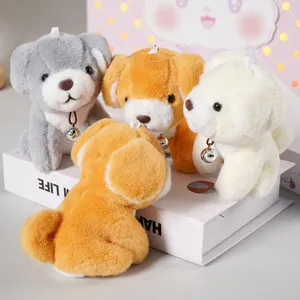 Grazioso ciondolo in peluche di cucciolo con campanello, portachiavi morbido e bambola.