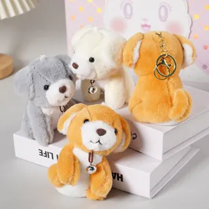 Simpatico portachiavi cucciolo in peluche con campanello, morbido peluche borsa ciondolo.