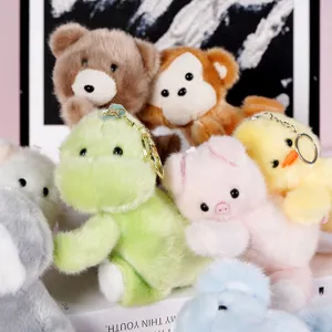 Cute palm lying animal plush toy keychain soft cartoon doll pendant cute bag accessory gift