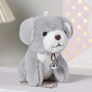 Simpatico ciondolo cane in peluche portachiavi giocattolo soffice con una piccola campanella.