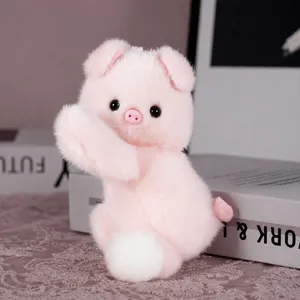 Cute pink plush toy soft stuffed animal doll desktop companion adorable gift for girls