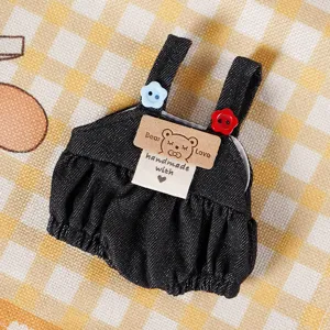 Salopette in denim nero per vestiti bambola peluche 10cm 14cm abbigliamento fatto a mano