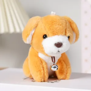 Cagnolino di peluche carino con campanello, giocattolo morbido per zaino e portachiavi decor.