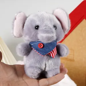 Cute plush elephant toy keychain, soft stuffed animal doll with cute scarf pendant for kids.