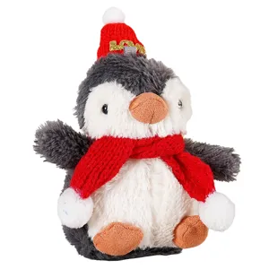 Simpatico pinguino di peluche di Natale ciondolo sciarpa rossa morbido peluche portachiavi