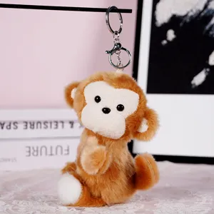 Cute plush monkey keychain soft stuffed animal bag charm fluffy pendant gift for women