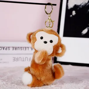 Cute plush monkey keychain soft stuffed animal bag pendant fluffy doll gift for girls