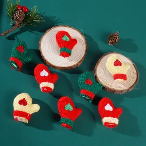 Handmade mini knitted mitten Christmas tree hanging ornaments cute heart bag accessories decor