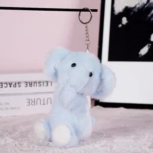 Cute blue elephant plush keychain fluffy stuffed animal bag pendant charm for daily gifts