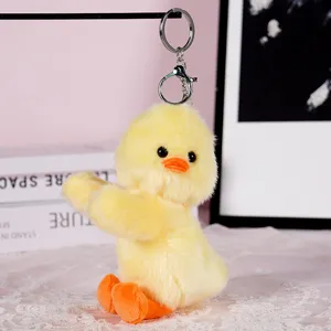 Cute yellow duck plush toy keychain soft animal pendant lovely bag charm cute gift
