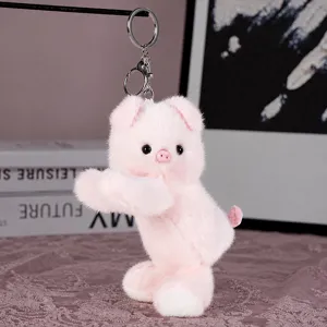 Cute plush animal keychain pink doll soft toy lovely key ring pendant sweet gifts for girls decor